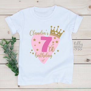 Personalised Birthday T-Shirt, Add Your Name And Age, 7th Birthday T-Shirt, Custom Birthday T-Shirt, Customised Birthday T-Shirt