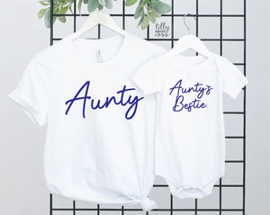 Aunty And Aunty's Bestie Set, Choose Print Colour, Auntie And Auntie's Bestie Set, Aunty T-Shirt, Niece Gift, Nephew Gift, Aunty Gift