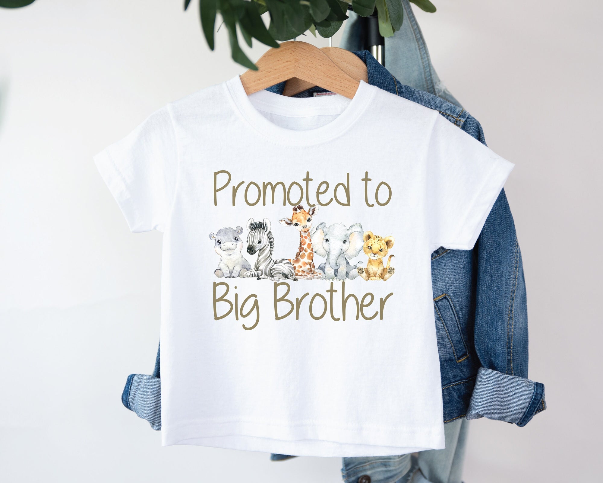 Promoted To Big Brother T-Shirt, Baby Safari Animals, Big Brother Shirt, Big Bro Tee, Pregnancy Announcement, I'm Going To Be A Big Brother