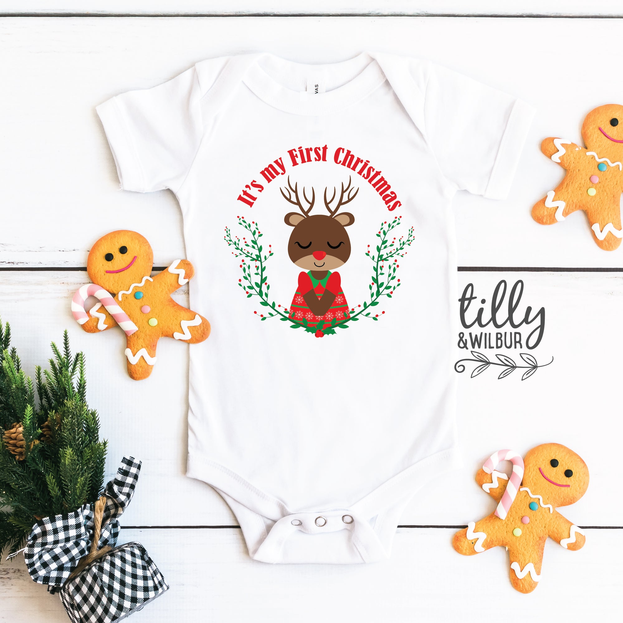It's My First Christmas Baby Girl Bodysuit