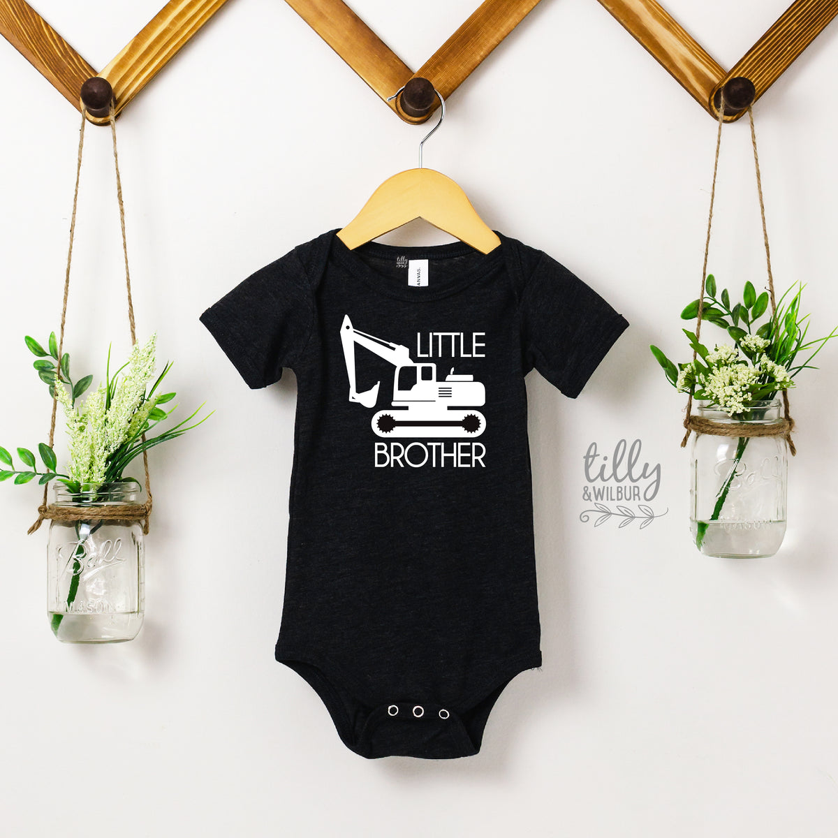 Little Brother Excavator Bodysuit Long or Short Sleeve