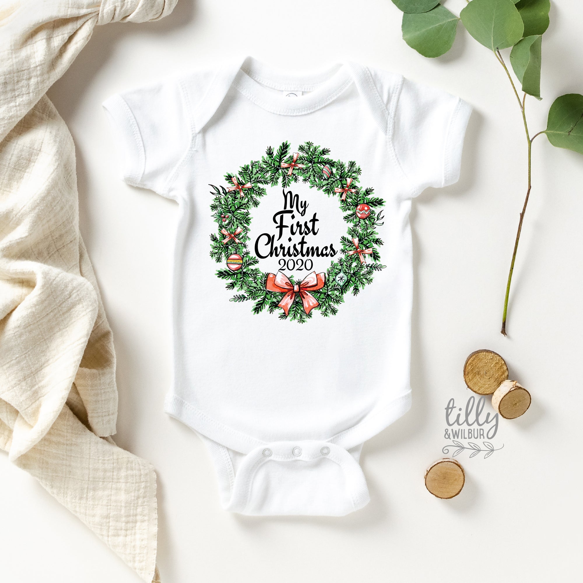 My First Christmas 2025 Baby Bodysuit