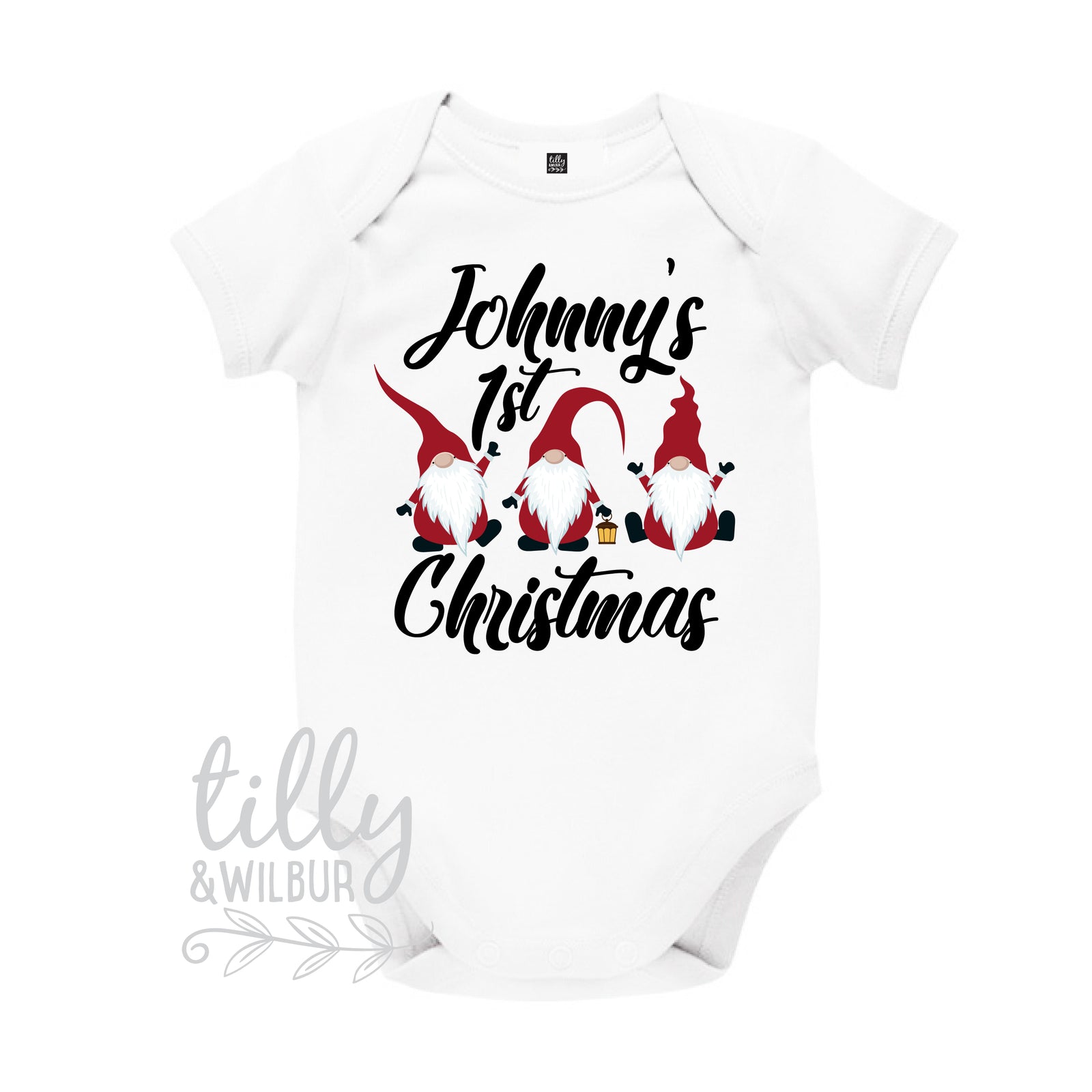 Personalised 1st Christmas Santa Gnome Bodysuit