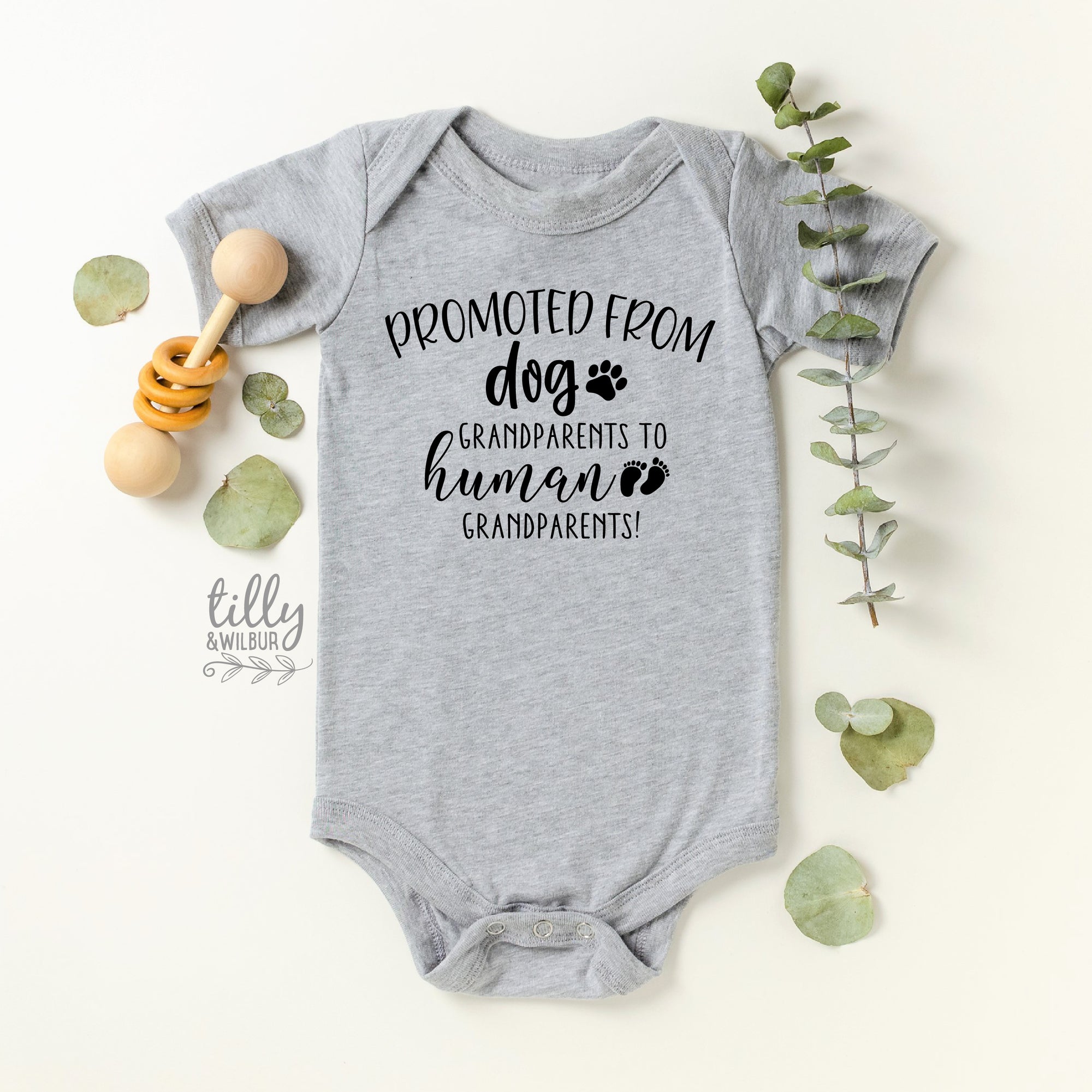 Promoted From Dog Grandparents To Human Grandparents Pregnancy Announcement Bodysuit